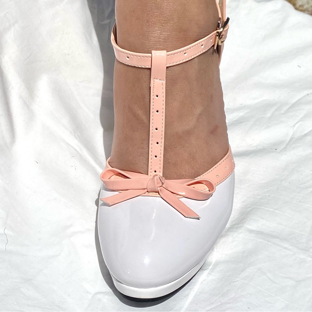 Mary Jane Pinup T-Strap Chunky High Heels Platform Round Toe Pumps & Bow Size 9 - Picture 6 of 16